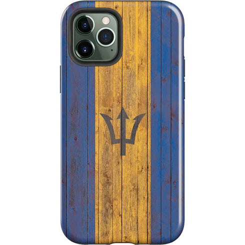 Barbados Flag Dark Wood iPhone 12 Pro Impact Case